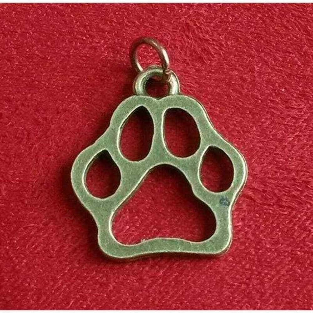 New Hollow Cat Dog Animal Pet Paw Foot Print Pendant Charm Brass Tone Handmade